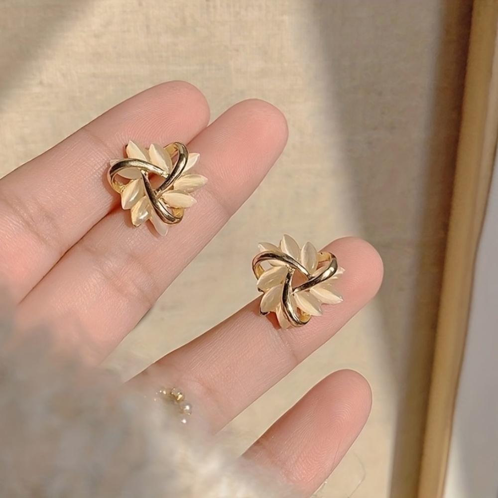 New! Opal Petal Stud Earrings: Delicate Blooms for a Fairytale Touch - Picture 2 of 6